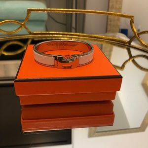 Hermes Narrow H Bracelet - White